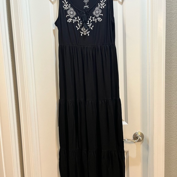 St John’s Bay Black Large Petite Tank Maxi Dress Tassels Tie Embroidered - Picture 7 of 7